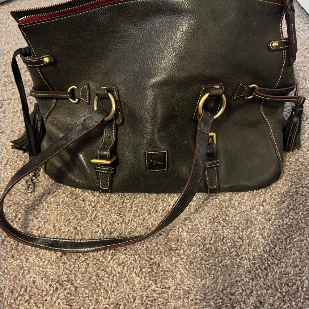 Navy blue Leather Tote Bag